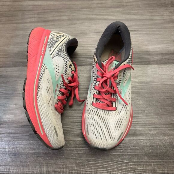 Brooks Ghost 14 Womens 8 Running Shoe Grey Pink Trainer Athletic Walking - Picture 3 of 13